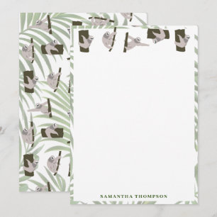 Carte De Remerciements Motif d'animal de paresse mignon dans la forêt sau