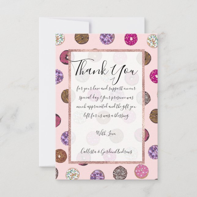 Carte De Remerciements Motif d'aquarelle Artsy Rose Sprinkt Donuts (Devant)