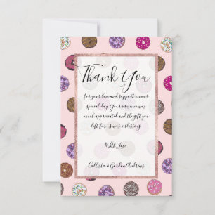 Carte De Remerciements Motif d'aquarelle Artsy Rose Sprinkt Donuts
