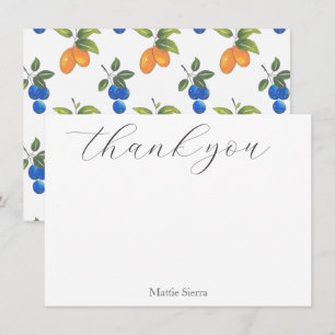 Carte De Remerciements Motif de bleuets à main et de kumquats