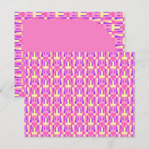 Carte De Remerciements Motif de bloc géométrique pixel rose pastel violet