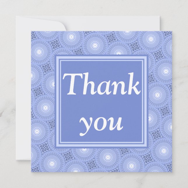 Carte De Remerciements Motif de cercles bleus monogramme (Devant)