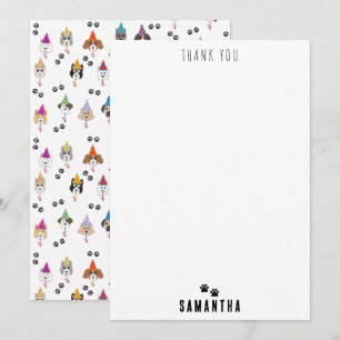 Carte De Remerciements Motif de chiens pour une fête d'anniversaire migno
