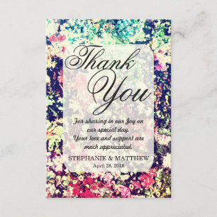 Carte De Remerciements Motif de collage floral élégant et multicolore