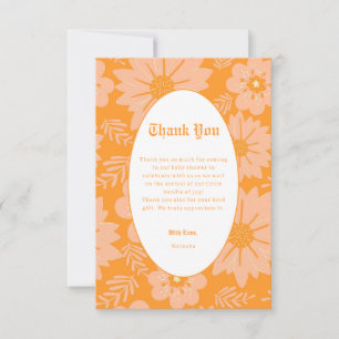 Carte De Remerciements Motif de couleur orange Fuzz Retro Peach