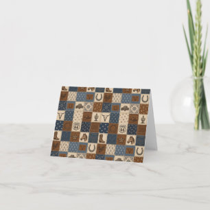 Carte De Remerciements Motif de courtepointe patchwork Western vintage