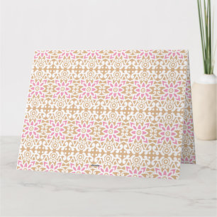 Carte De Remerciements motif de fleurs rose et blanche sur un dos brun
