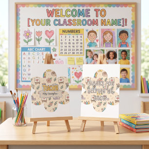 Carte De Remerciements Motif de fournitures scolaires pour enseignant pas