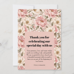 Carte De Remerciements Motif de pivoines fleuries vintage