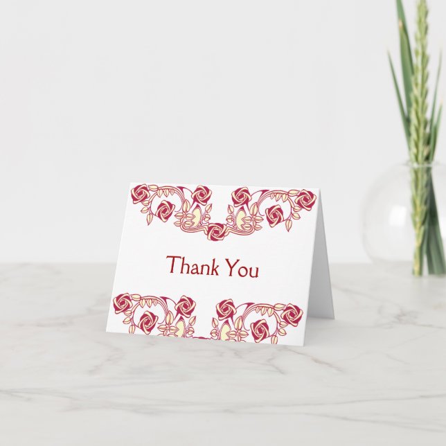 Carte De Remerciements Motif de rose (Devant)