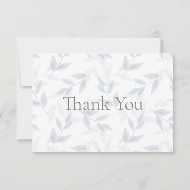 Carte De Remerciements Motif Feuille Aquarelle bleu ardoise (Devant)