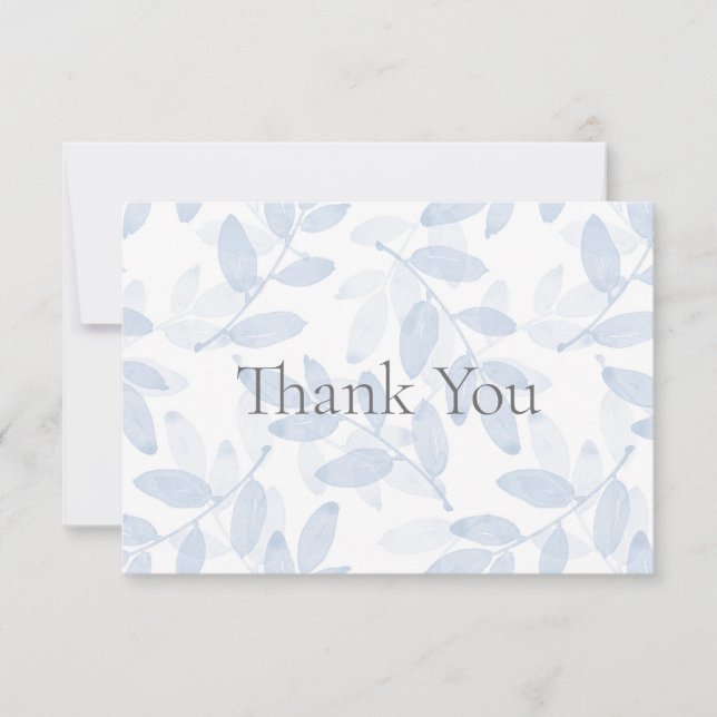 Carte De Remerciements Motif Feuille d'aquarelle bleu (Devant)