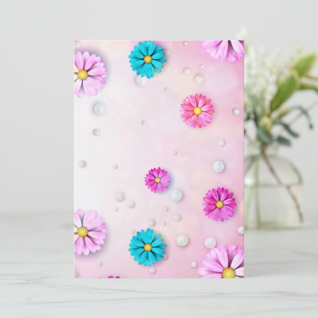 Carte De Remerciements Motif Fleurs 7 (Debout devant)