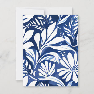 Carte De Remerciements Motif floral aquarelle botanique bleu