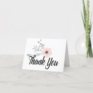 Carte De Remerciements Motif floral blanc gris rose