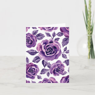 Carte De Remerciements Motif floral de rose aquarelle lavande et violet