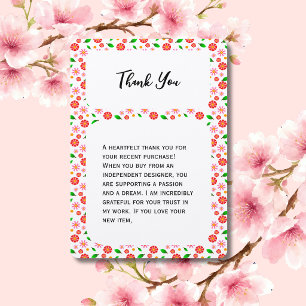 Carte De Remerciements Motif floral minimaliste moderne sur fond blanc