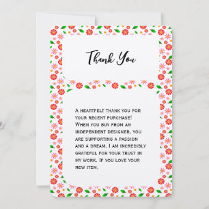 Carte De Remerciements Motif floral minimaliste moderne sur fond blanc