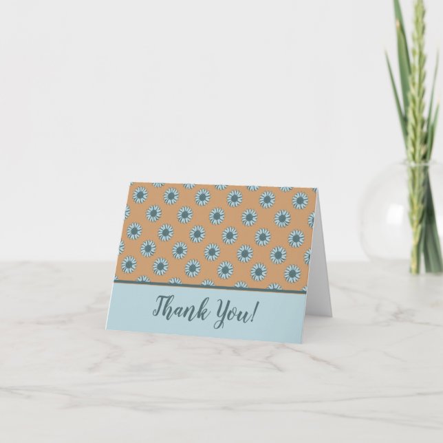 Carte De Remerciements Motif Floral Orange Blue Sunflower Dots (Devant)