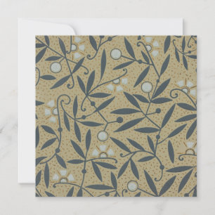 Carte De Remerciements Motif floral orné avec des vignes bleu foncé