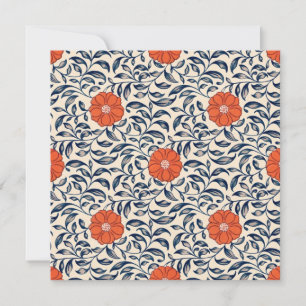 Carte De Remerciements Motif floral sans couture avec fleur orange vibran