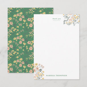 Carte De Remerciements Motif floral vert bohème moderne