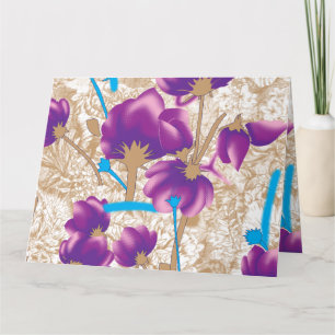 Carte De Remerciements Motif floral vif avec violet et bleu f