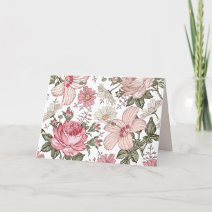 Carte De Remerciements Motif floral vintage avec roses