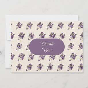 Carte De Remerciements Motif floral violet Art Nouveau