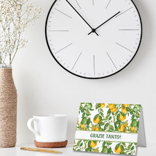 Carte De Remerciements Motif Grazie Tanto Citrons personnalisable