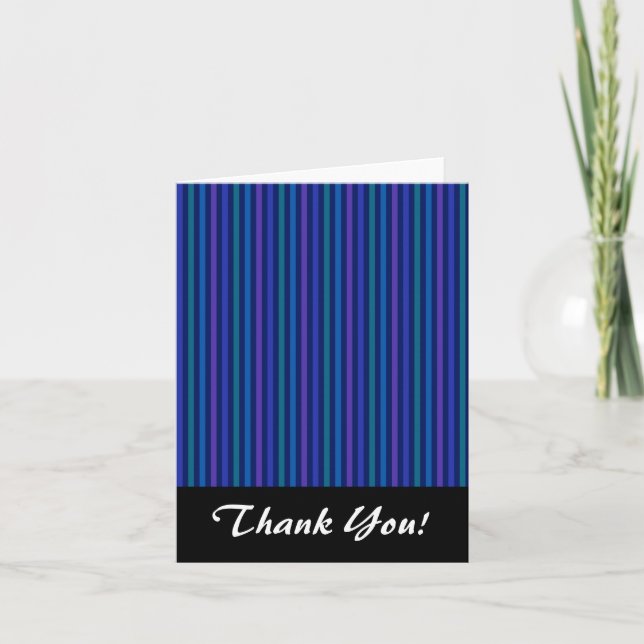 Carte De Remerciements Motif rayé vertical bleu vert violet (Devant)