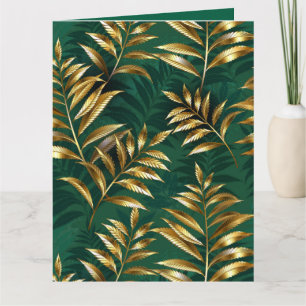 Carte De Remerciements Motif sans couture avec des fougères dorées