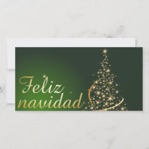 Carte De Remerciements Motivo navideño verde con arbol de navidad.