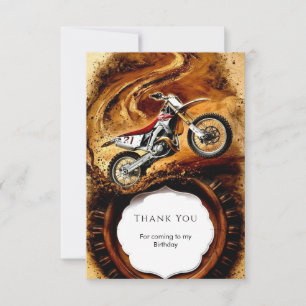 Carte De Remerciements Moto Colorée Tout Terrain pour l'Anniversaire d'En