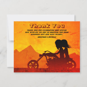 Carte De Remerciements Moto Couple Mountain Sunset Mariage