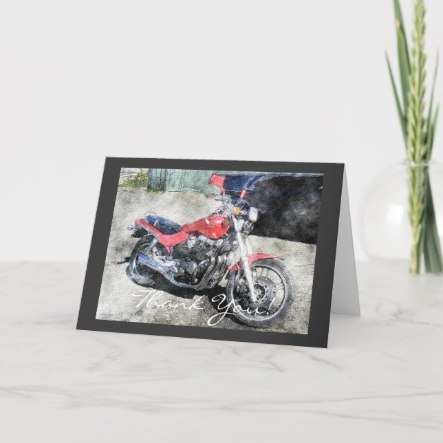 Carte de remerciements moto rouge (Devant)