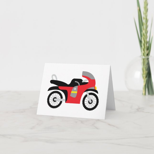 Carte De Remerciements Moto rouge (Devant)