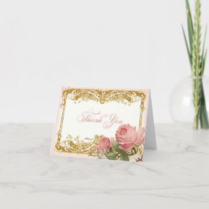 Carte De Remerciements Mots de Remerciement Manoir aux Roses Vintage Pari