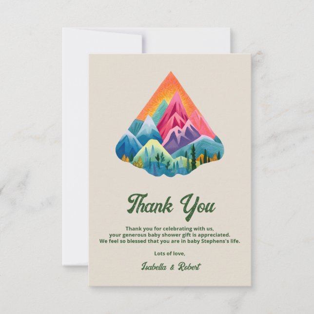 Carte De Remerciements Mountain Adventure Attend le Baby shower (Devant)