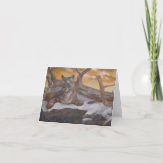 Carte De Remerciements Mountain Cougar Winter Scene Folded Note Card 