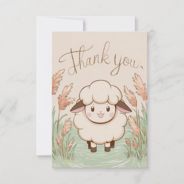 Carte De Remerciements Moutons de ferme simples (Devant)