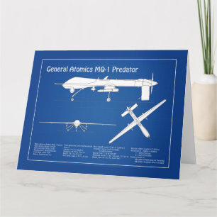 Carte De Remerciements MQ-1 Predator  UAV- Plan de l'avion ABD