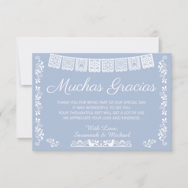 Carte De Remerciements Muchas Gracias Baby Shower Dusty Blue (Devant)