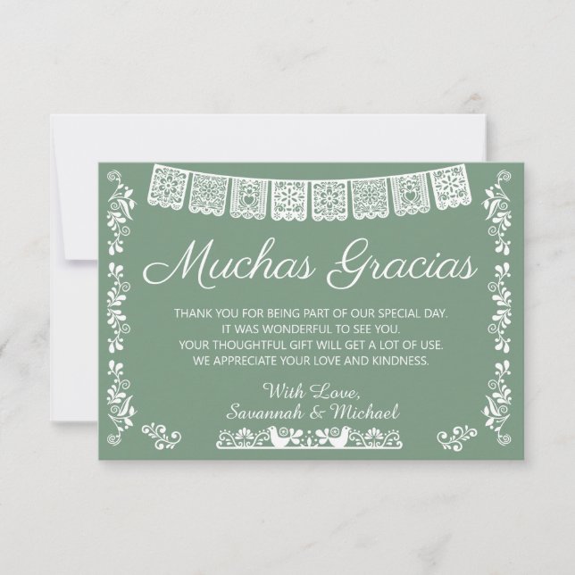 Carte De Remerciements Muchas Gracias Baby Shower Sage Green (Devant)