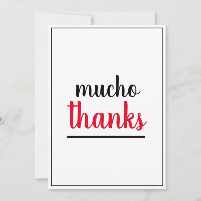 Carte De Remerciements Mucho Thanks Appreciation Gesture  (Devant)