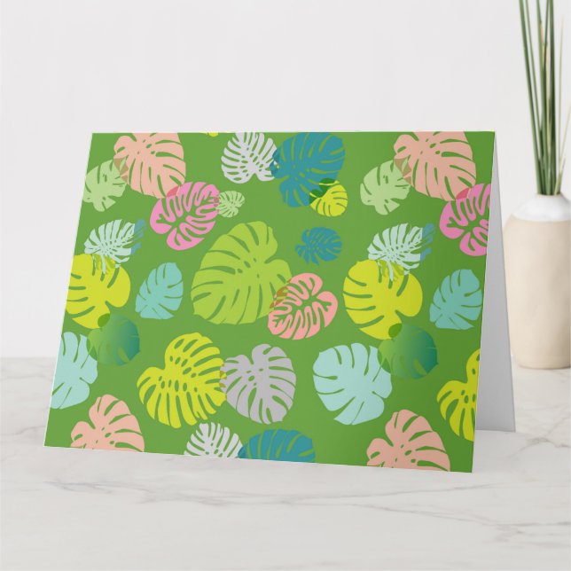 Carte De Remerciements Multicolor Feuilles tropicaux 8 (Devant)