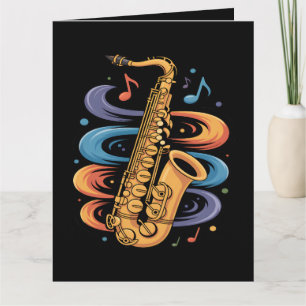 Carte De Remerciements Musique de saxophone colorée Flux Instrument de ja