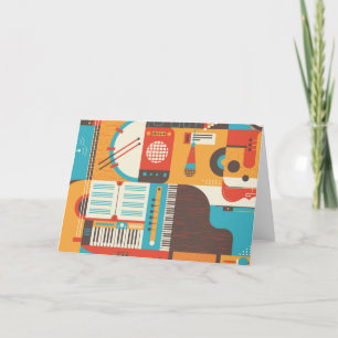 Carte De Remerciements Musique Guitare Piano coloré