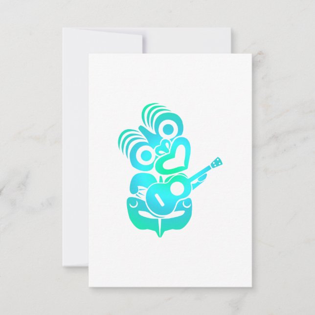 Carte De Remerciements Musique maorie d'ukulélé de Hei Tiki - idée de (Devant)