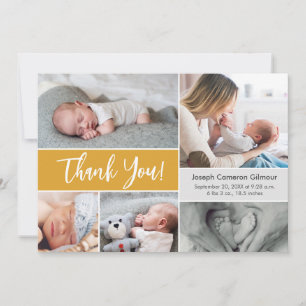 Carte De Remerciements Mustard Yellow Baby baby shower photo collage